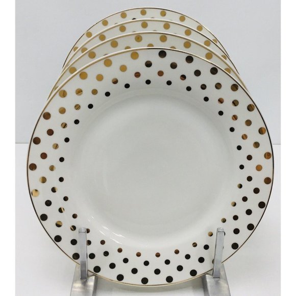 4 Salad Plate’s Grace's Teaware Metallic Gold Dots Salad Plates 8